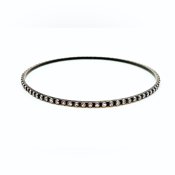 Armenta White Diamond Oxidized 1/8” Bangle, Medium Size, Refurbished, Preowned - Picture 2 of 5